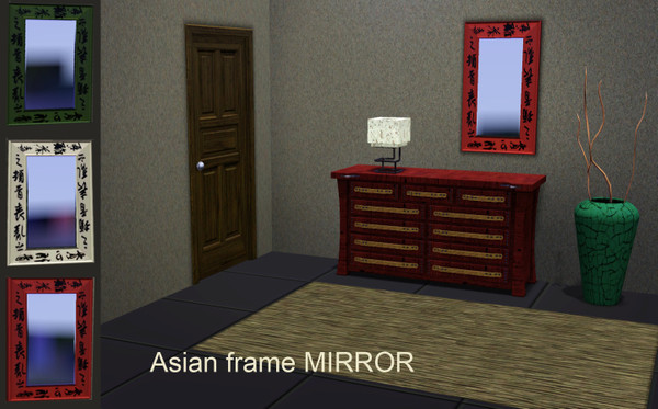 Sims 3 — Mirror wall asian by lreveles18 — Mirror with asian characters frame