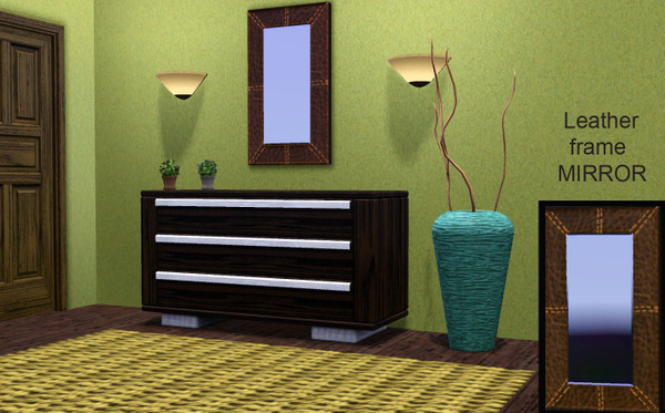 Sims 3 — Mirror wall leather by lreveles18 — Mirror wall with leather frame