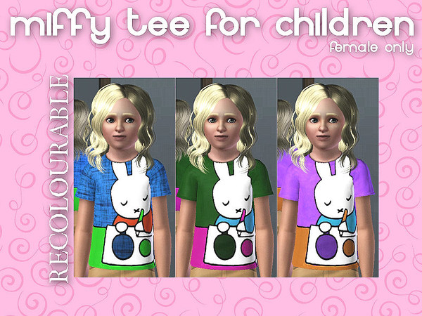 Sims 3 — Miffy Tee by Adele_SimMaker — Miffy Teeshirt. Female Only. Child 