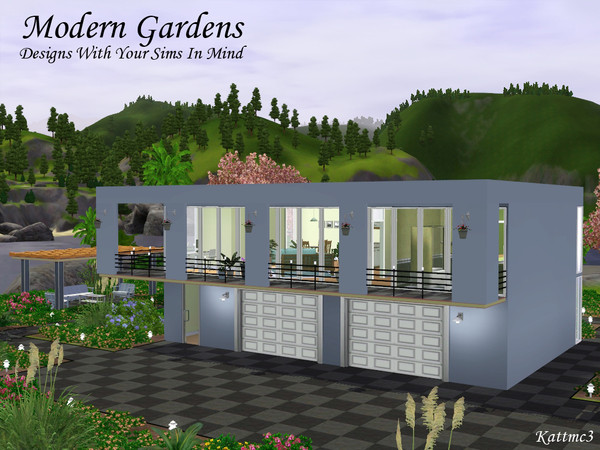 Sims 3 — Modern Gardens by kattmc3 — This beautiful one bedroom, one bathroom home sits on a well landscaped lot. The