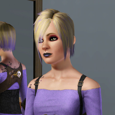 Sims 3 — HairEmo2Recolourable by The7thNight — Straight forward gender swap from the base games male emo hair made with