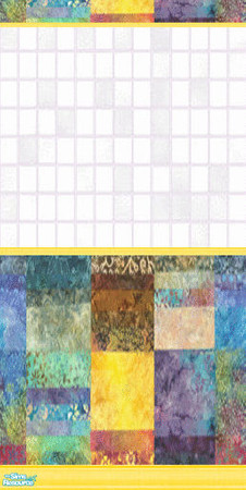 Sims 2 — Rainbow Batik Kitchen Set - Wall Tile by Riverwillows — Colorful tiled wall in a rainbow batik pattern. Part of