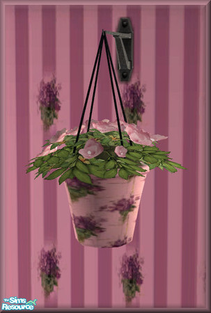Sims 2 — NK TC50 Arizona LR - Hanging Plant Flowers by MoMama — A hanging plant with bright pink flowers in a pink floral