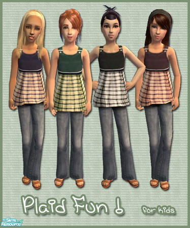 Sims 2 — Plaid fun! - for kids by zvaella — Outfit for kids sims ; denim pants, with plaid top. Great mesh by windkeeper!
