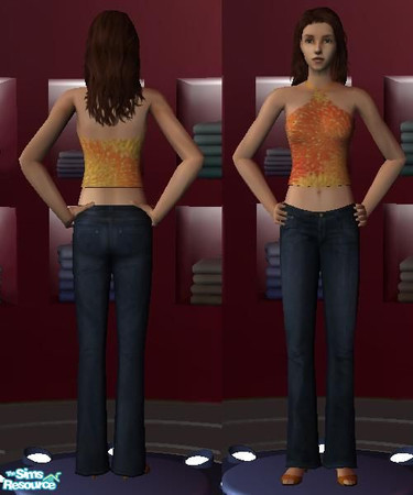 Sims 2 — Orange flowers shirt by manubeas_506 — ...