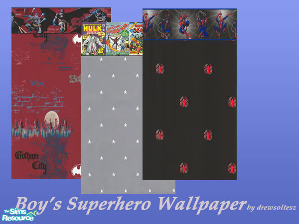 Sims 2 — Superhero Wallpaper by drewsoltesz — Three different superhero wallpapers..ideal to decorate a child's room!!