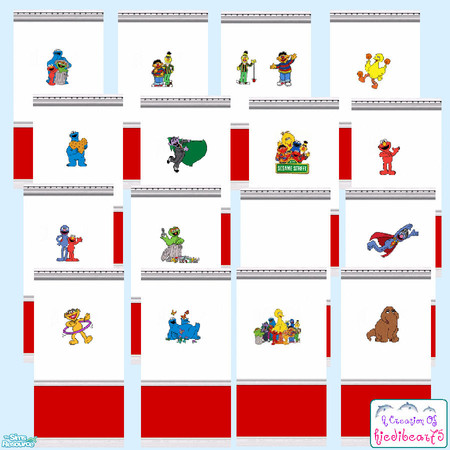 Sims 2 — Sesame Street walls in red by hiedibear75 — Sesame Street wallpaper in red for just $1. Yes you may use my walls