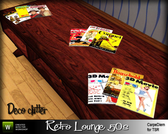 Sims 3 — CD_Retro Clutter 50s by TSR Archive — Retro Clutter 50s, 3 variations of magazines - CarpeDiem for The Sims