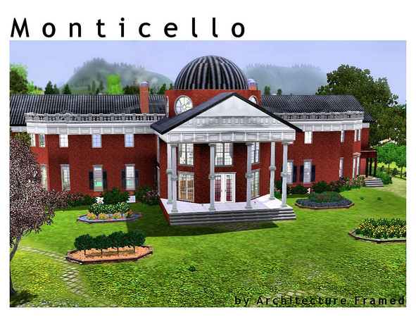 Sims 3 — Monticello by framedarchitecture — Inspired by Thomas Jefferson's Virginia estate - Monticello (1809). This