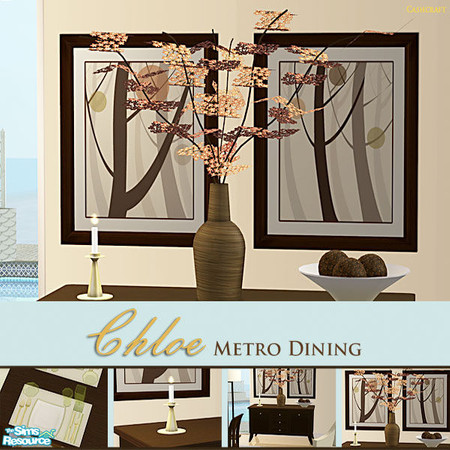 Sims 2 — Chloe Metro Dining - Flowers Red Recol by Cashcraft — Chloe Metro Dining is a new Sims 2 contemporary dining