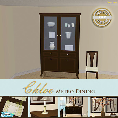 Sims 2 — Chloe Metro Dining - Deco Cabinet Mesh by Cashcraft — Chloe Metro Dining is a new Sims 2 contemporary dining