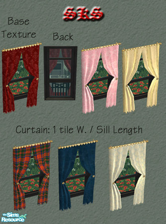 Sims 2 — Mackintosh Oriental Studio Suite - Curtain - 1 Short by 71robert13 — Sill length drapery fitted to 1 tile