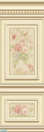 Sims 2 — jsf2PLEP09Roses by jsf — ParkLane egg and rope embellished panels hold wallpaper inserts of soft pink and cream