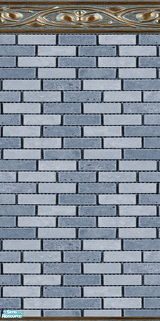 Sims 2 — Blue Ceramic Brick Walls & Floors Set -Wall 02 by Sheera — Part of my Blue Ceramic Brick Walls & Floors