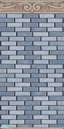 Sims 2 — Blue Ceramic Brick Walls & Floors Set - Wall 04 by Sheera — Part of my Blue Ceramic Brick Walls & Floors