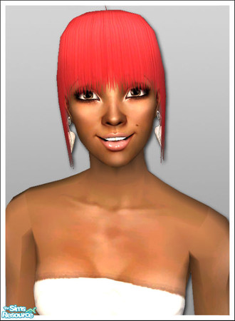Sims 2 — fhair111109 - Ponytail-bangs - Red by Lisa 86 — A high, short ponytail with heavy bangs in the style of Taylor