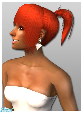 Sims 2 — fhair111109 - Ponytail-bangs - Dark Red by Lisa 86 — A high, short ponytail with heavy bangs in the style of