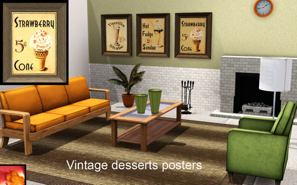 Sims 3 — vintage desserts posters by lreveles18 — vintage desserts craqueled posters