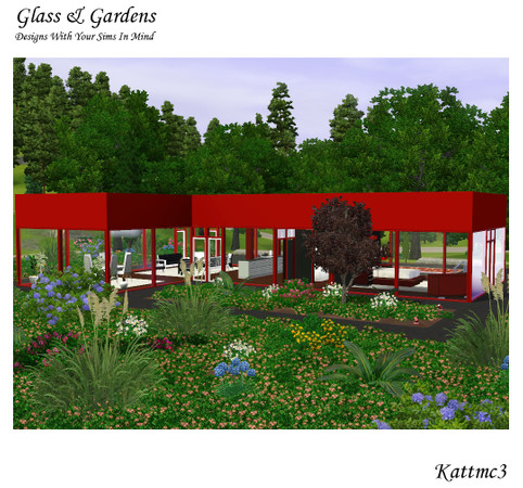 Sims 3 — Glass And Gardens by kattmc3 — This one bedroom, one bathroom ultra-modern home is designed for a sim who is not