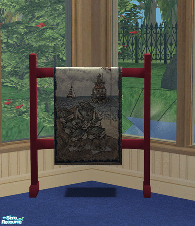 Sims 2 — Nautical Dining room -Cranberry Quilt st by TSR Archive — This recolor is based on Paleoanth's Shaker Quilt Rack