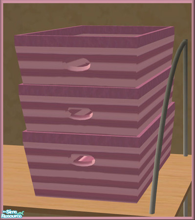 Sims 2 — NK TC50 Deco Pink Stripe - Basket by MoMama — A pink striped stackable basket. 