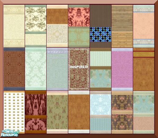 Sims 2 — Inspired Variety Walls by stephanie_b. — This little set includes 20 wallwaper designs combined by using a