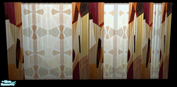 Sims 2 — NK TC50 Padre333 Curtains - Brown Abstract by MoMama — A set of brown abstract curtains with brown diamond-like