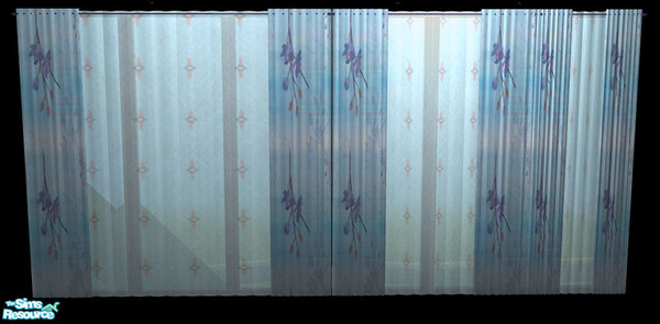 Sims 2 — NK TC50 Padre333 Curtains - Blue Flowers by MoMama — Blue floral curtains with a blue diamond sheer. You need