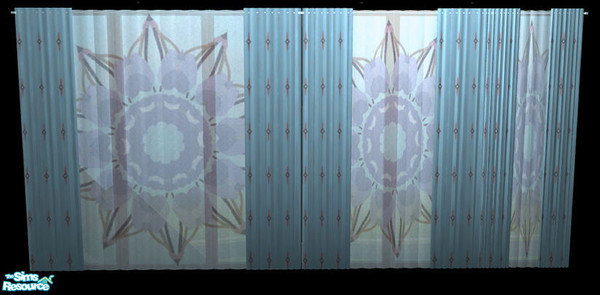 Sims 2 — NK TC50 Padre333 Curtains - Blue Diamonds by MoMama — A blue diamond-patterned curtain with a blue medalion