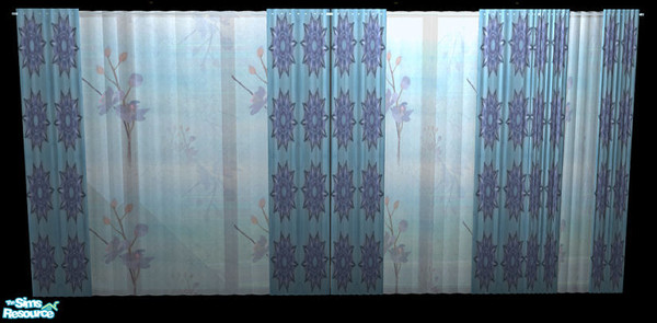 Sims 2 — NK TC50 Padre333 Curtains - Blue Medalion by MoMama — Blue medalion curtains with a blue floral sheer. You need