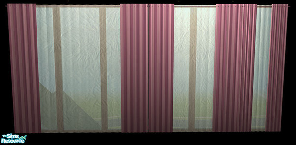 Sims 2 — NK TC50 Padre333 Curtains - Pink Stripes by MoMama — Pink curtains with a green textured sheer curtain. You need
