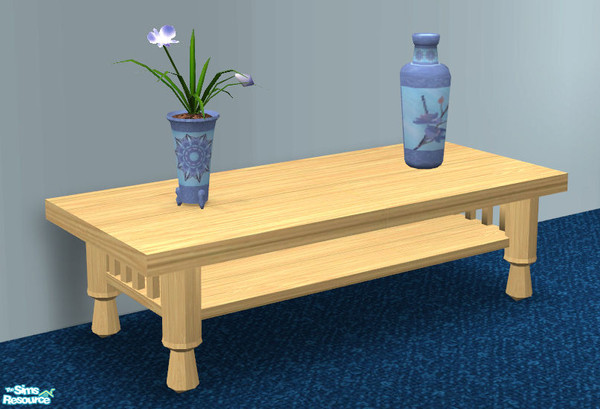 Sims 2 — Winter Blossoms Coffee Table by ImmeK — A simple coffeetable of light wood based on a texture provided by atwa