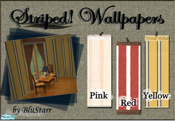 Sims 2 — Striped! Wallpapers by BluStarr — A few vertical striped wall coverings for your sims to enjoy.