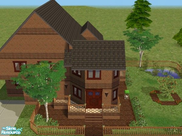 Sims 2 — 1 Walnut Way by WelshWitch — Family home, parking area, patio & barbeque, unique shape. Maxis Content only,