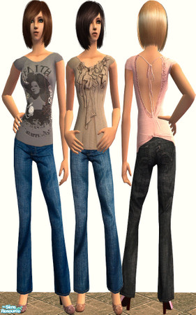 Sims 2 — Outfits 6 - Tees by irene_busy — This set has 3 casual adult/young adult female outfits. Enjoy :)