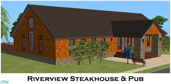 Sims 2 — Riverview Steakhouse & Pub by jusluvm — This rustic restaurant, pub and party place is sure to please any