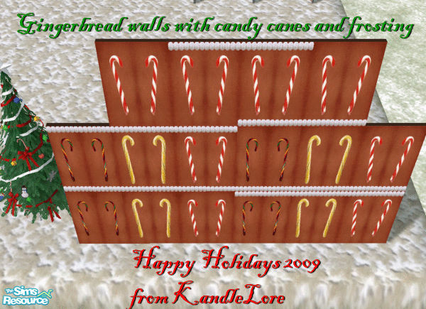 Sims 2 — Gingerbread red and white candy cane walls by Kaeliana BrightStar — Gingerbread walls with red and white candy