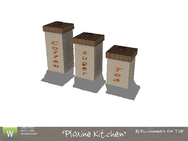 Sims 3 — Ploxine Kitchen Canisters by TheNumbersWoman — Flour, Sugar, Coffee? Well here are your containers. By