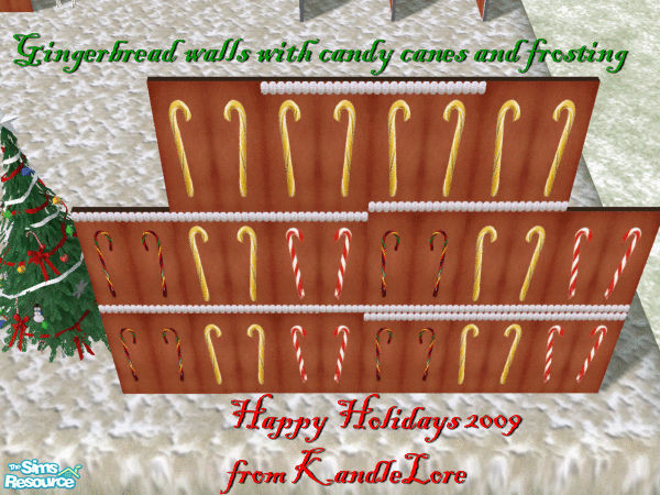 Sims 2 — Gingerbread yellow candy cane walls by Kaeliana BrightStar — Gingerbread walls with yellow candy canes for your