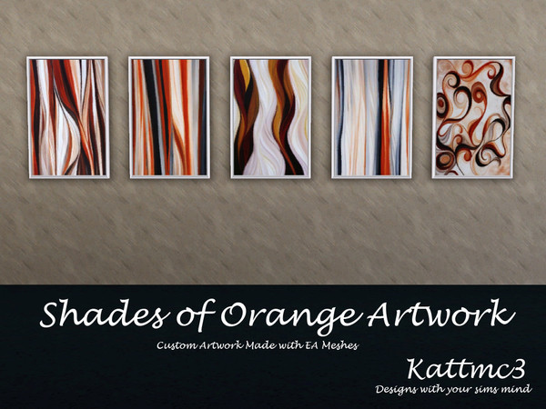 Sims 3 —  Shades of Orange Artwork by kattmc3 — Not much to be said other than its a beautiful set of modern artwork, all