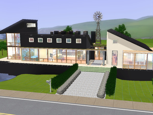 Sims 3 — Solar House by woodenslurpy — Passive solar home with a long east-west axis. Front of the house should face