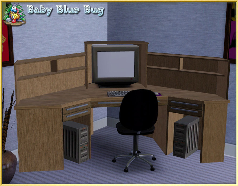 The Sims Resource bbb Office Max Deluxe Corner Desk with Hutch