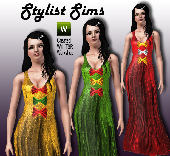 The Sims Resource - Christmas Bow Dress