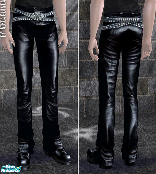 The Sims Resource - Leather Pants for Adult Males - Lowrise Black
