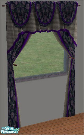 Sims 2 — Purple tie back curtains by hootyholler — This beautiful tie back curtain require no mesh to use in your game. 