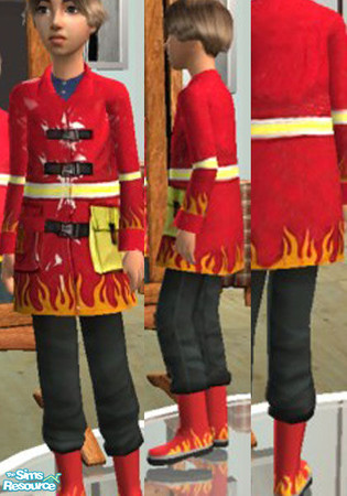 Sims 2 —  by annefranzen — Firebrigade raincoat and boots. Needs Seasons since this is a recolour of outerwear.