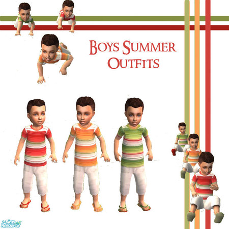 Sims 2 — Boys Summer Outfits by senstih — Here is 3 outfits for your little boys. The outfits are recolors of an outfit