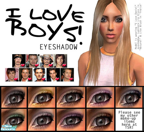 Sims 2 — I Love Boys! Eyeshadow by 06bek — I Love Boys! Eyeshadow come in 9 natural shades which are each represented by