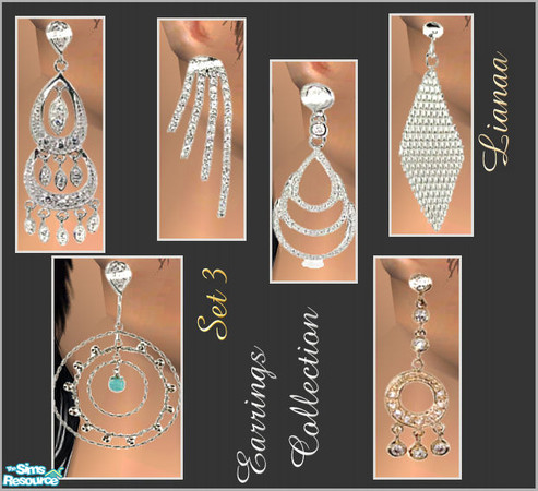 Sims 2 — Earrings Collection Set 3 by Lianaa — Earrings Collection Set 3 - 6 new pairs of earrings, adult, teen and elder