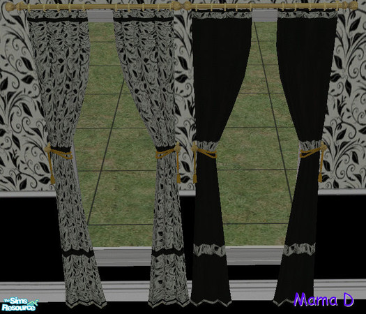 Sims 2 — Mama D's Curtains 0033 by mamads32209 — A set of two (2) curtains to match my "Mama D's Sims2 Paper